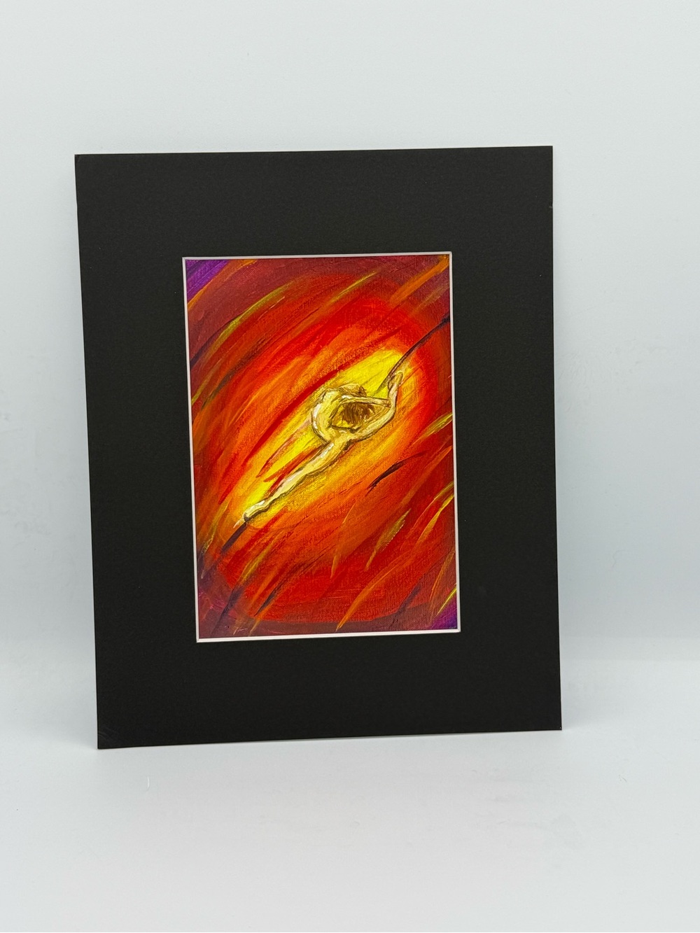 8”x10” Vibrant Abstract Wall Art of a Dancer with Red & Yellow Accents